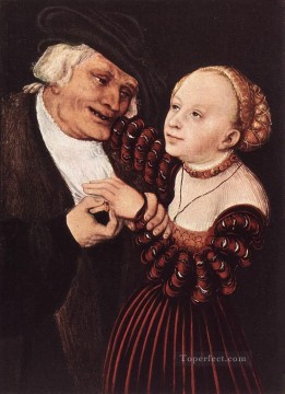ルーカス・クラナハ長老 Painting - 老人と若い女 ルネッサンス ルーカス・クラナッハ長老